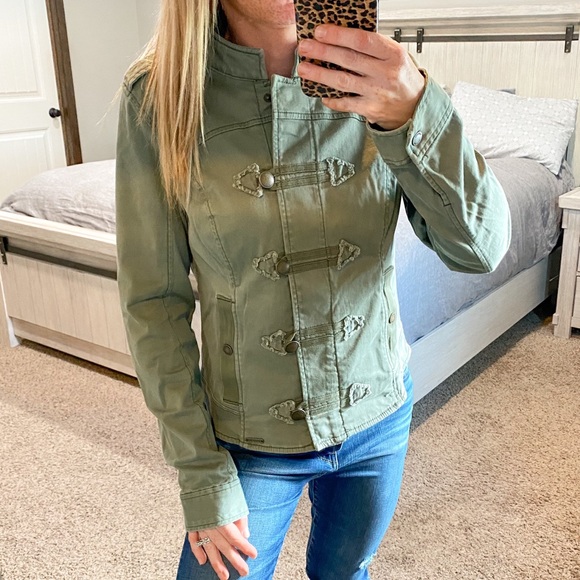 Hollister Green Button Up Utility Jacket Women’s Size Medium - Picture 2 of 11